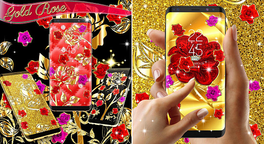 Скриншоты к Золотые розы живые обои